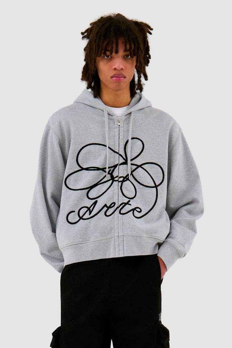 Sweat à capuche zippé avec logo fleuri