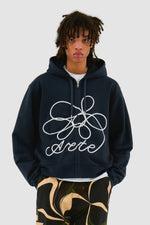 Sweat à capuche zippé avec logo fleuri