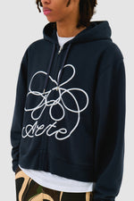 Sweat à capuche zippé avec logo fleuri