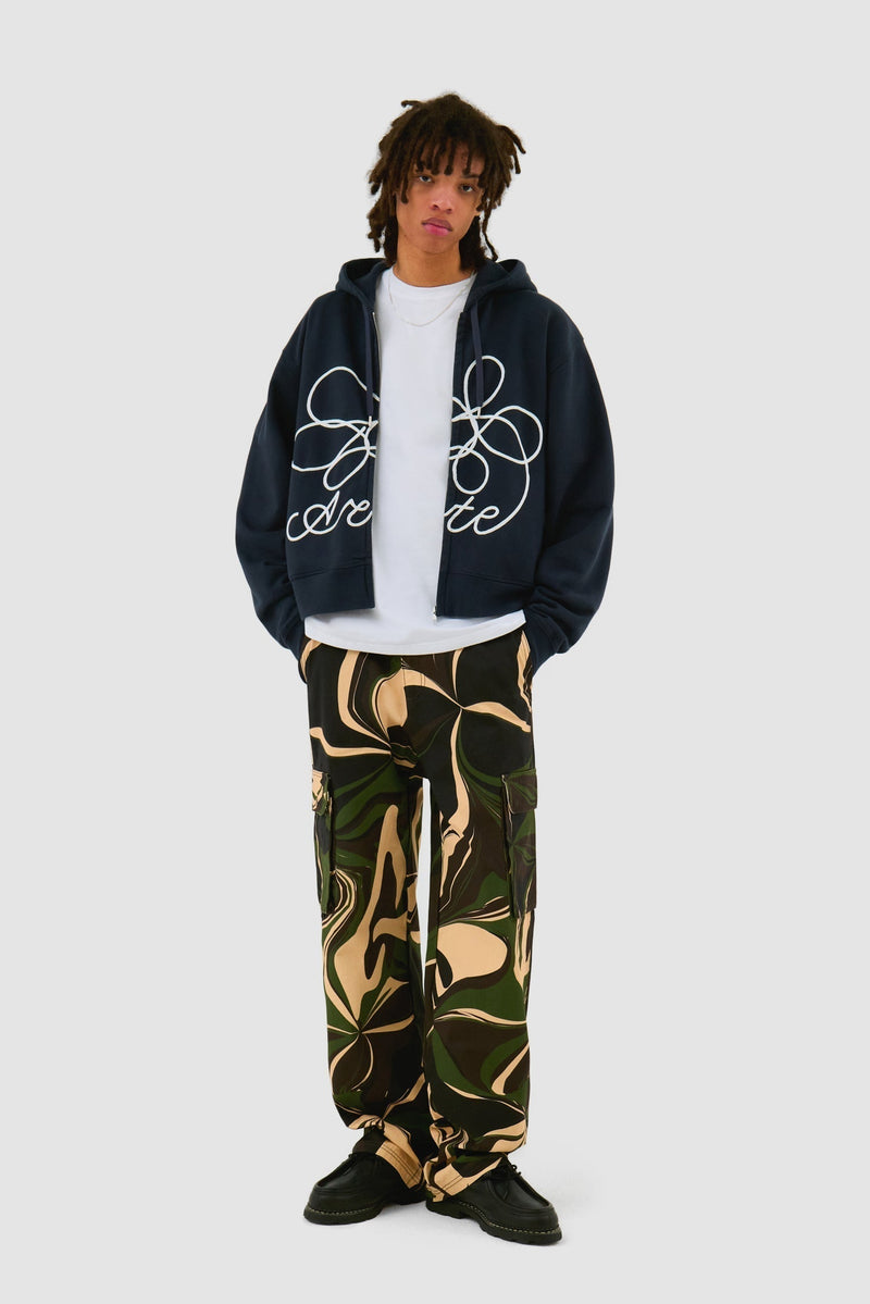 Sweat à capuche zippé avec logo fleuri