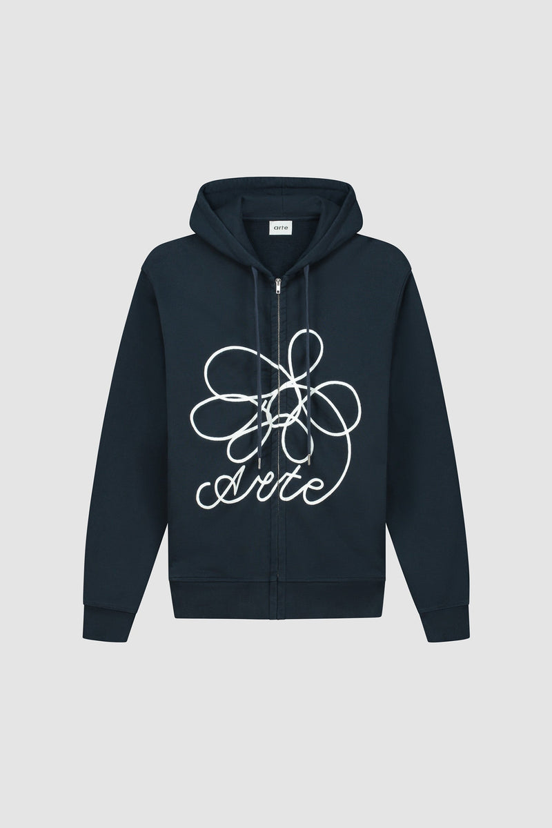 Sweat à capuche zippé avec logo fleuri