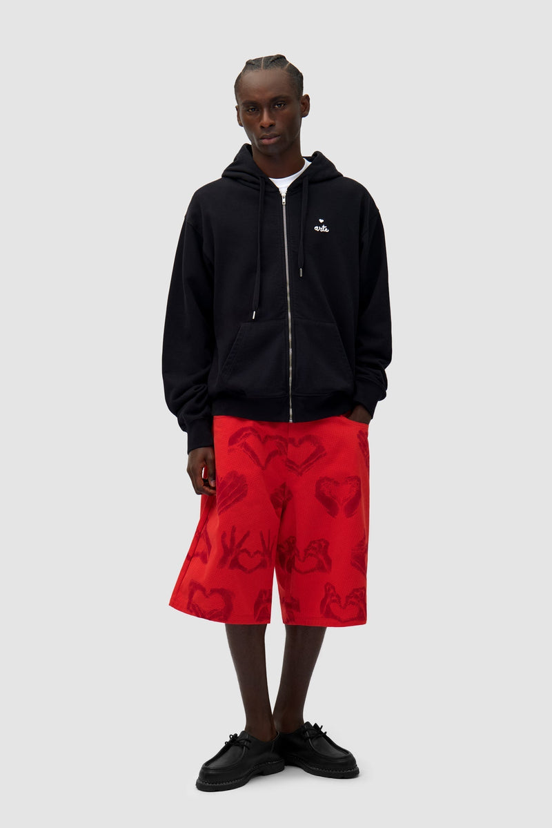 Sweat à capuche zippé en forme de cœur