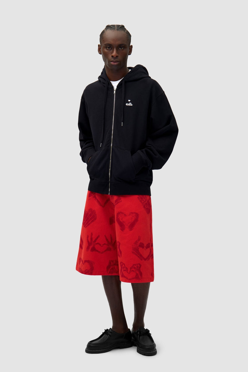 Sweat à capuche zippé en forme de cœur