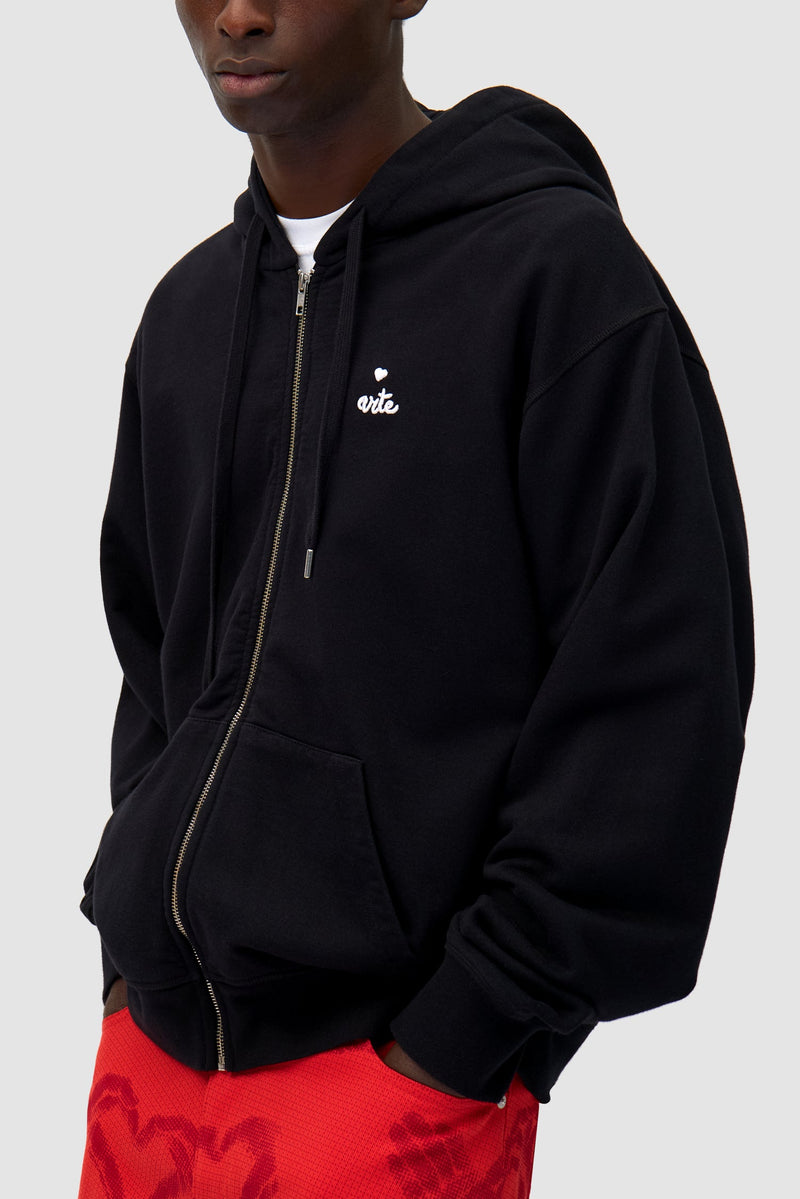 Sweat à capuche zippé en forme de cœur
