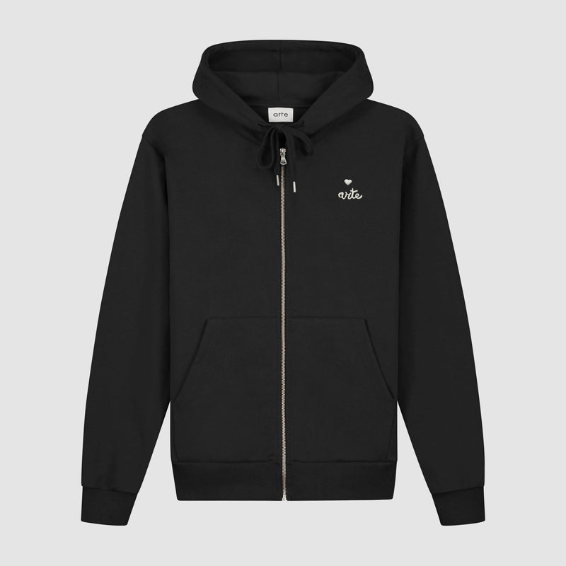 Sweat à capuche zippé en forme de cœur